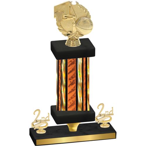 Premium Single Orange Glacier Second Place Basketball Trophy