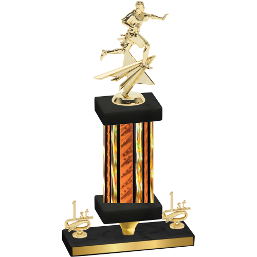 Premium Single Orange Glacier First Place Flag Football Trophy