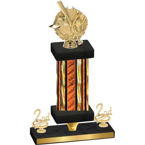 Premium Single Orange Glacier Second Place Baseball Trophy