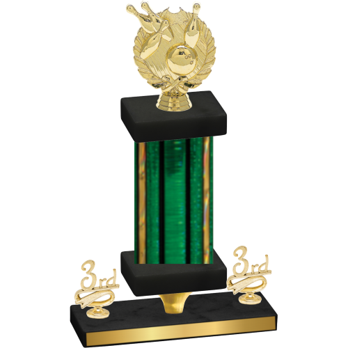 Premium Single Green Glacier Third Place Bowling Trophy