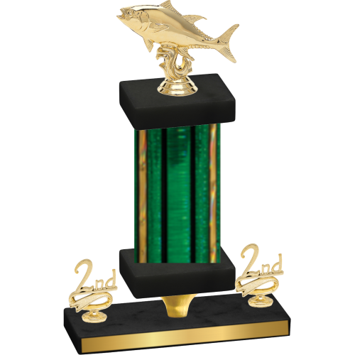 Premium Single Green Glacier Second Place Fishing Trophy