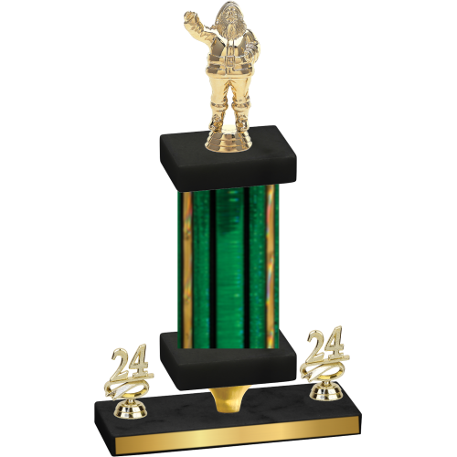 Premium Single Green Glacier Year Holiday Trophy