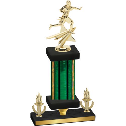 Premium Single Green Glacier Victory Flag Football Trophy