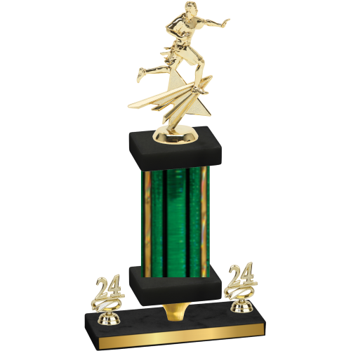 Premium Single Green Glacier Year Flag Football Trophy