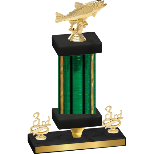 Premium Single Green Glacier Third Place Fishing Trophy