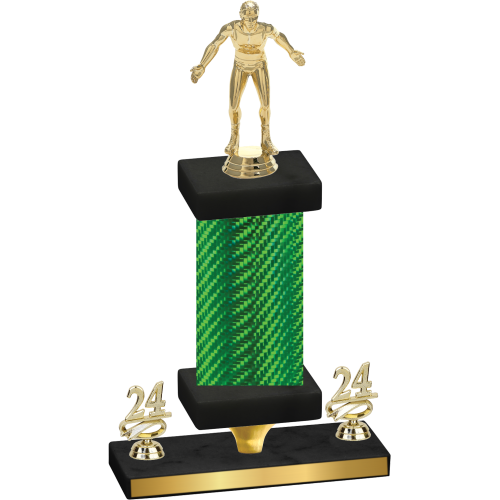 Premium Single Green Carbon Fiber Year Wrestling Trophy