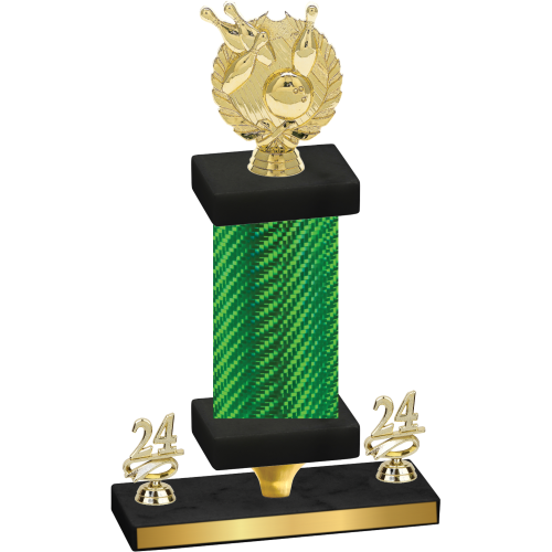 Premium Single Green Carbon Fiber Year Bowling Trophy
