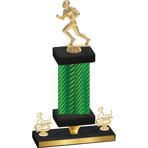 Premium Single Green Carbon Fiber Third Place Football Trophy