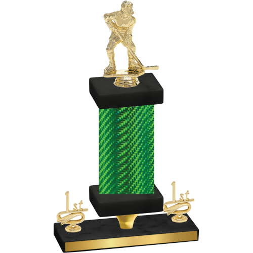 Premium Single Green Carbon Fiber First Place Hockey Trophy