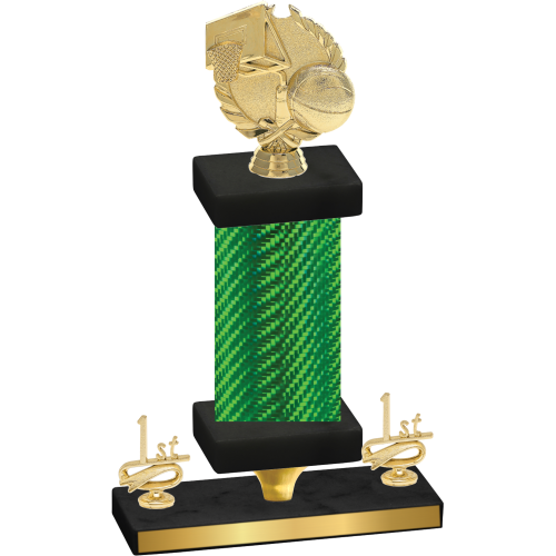 Premium Single Green Carbon Fiber First Place Basketball Trophy