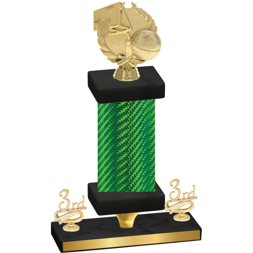 Premium Single Green Carbon Fiber Third Place Basketball Trophy