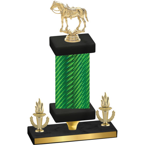 Premium Single Green Carbon Fiber Victory Horses Trophy