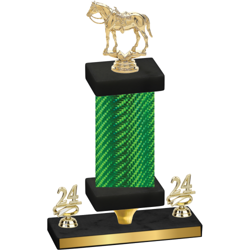 Premium Single Green Carbon Fiber Year Horses Trophy