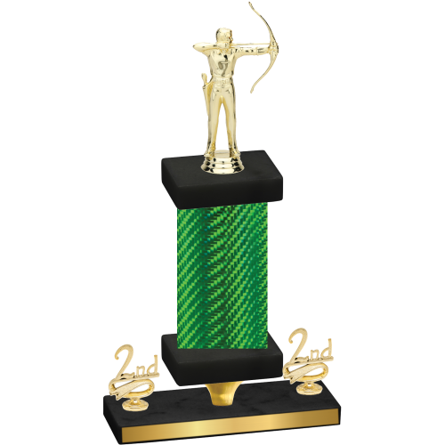 Premium Single Green Carbon Fiber Second Place Archery Trophy