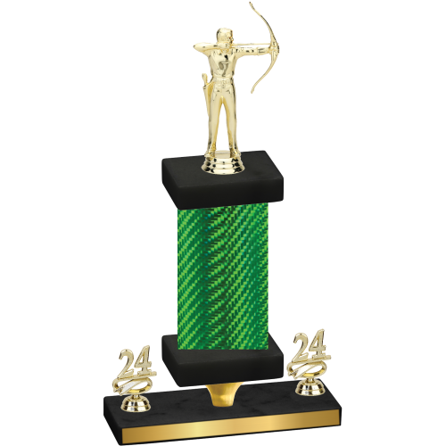 Premium Single Green Carbon Fiber Year Archery Trophy