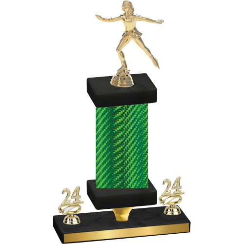 Premium Single Green Carbon Fiber Year Skater Trophy