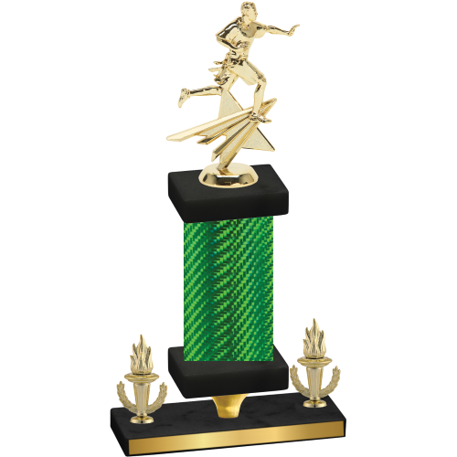 Premium Single Green Carbon Fiber Victory Flag Football Trophy