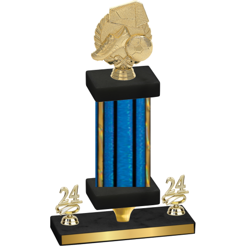 Premium Single Blue Glacier Year Soccer Trophy