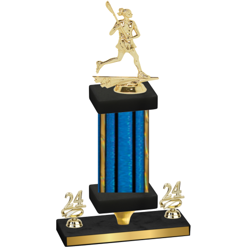 Premium Single Blue Glacier Year Lacrosse Trophy