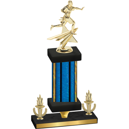 Premium Single Blue Glacier Victory Flag Football Trophy