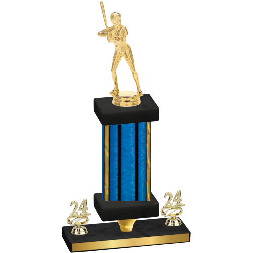 Premium Single Blue Glacier Year Softball Trophy