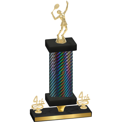Premium Single Black Carbon Fiber Fourth Place Tennis Trophy