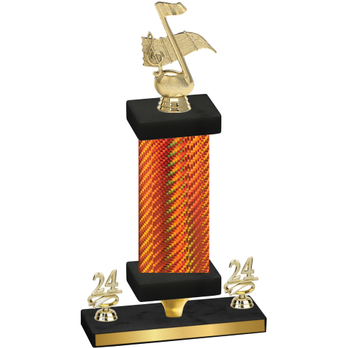 Premium Single Orange Carbon Fiber Year Music Trophy