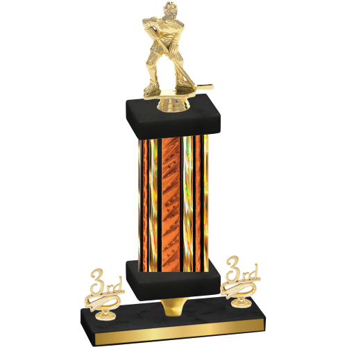 Premium Single Orange Glacier Third Place Hockey Trophy