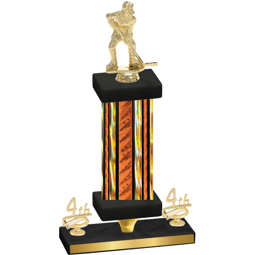 Premium Single Orange Glacier Fourth Place Hockey Trophy