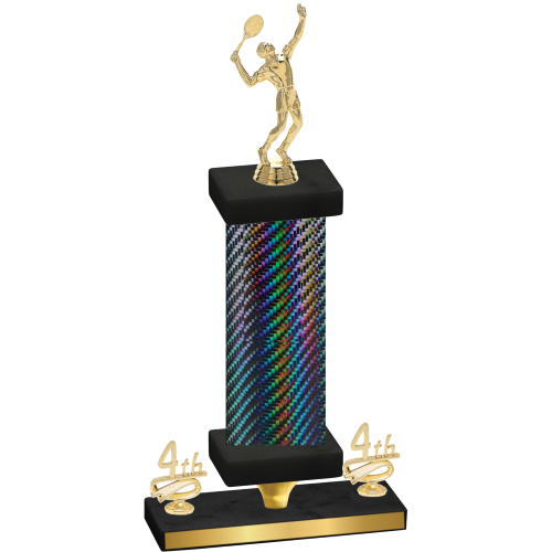 Premium Single Black Carbon Fiber Fourth Place Tennis Trophy