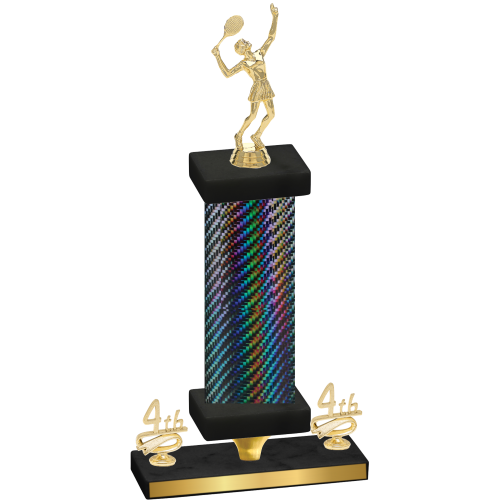Premium Single Black Carbon Fiber Fourth Place Tennis Trophy