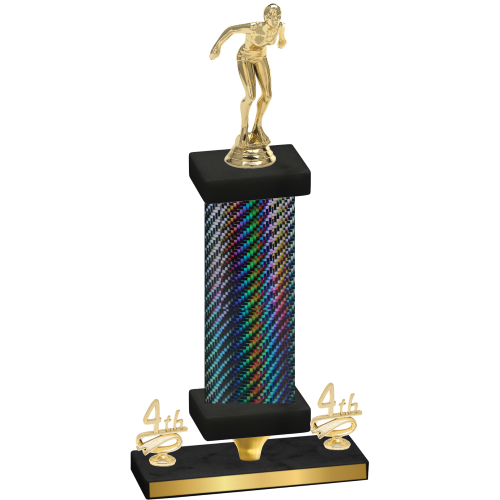 Premium Single Black Carbon Fiber Fourth Place Tennis Trophy