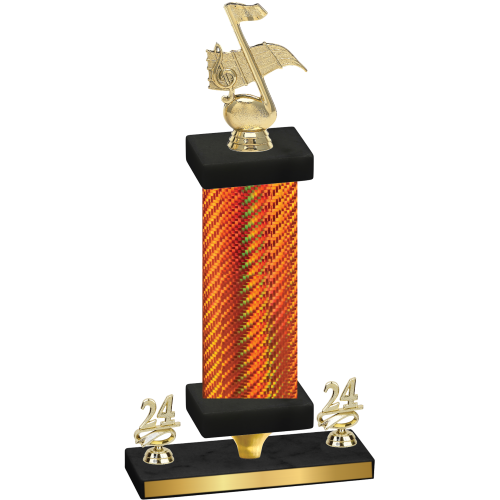 Premium Single Orange Carbon Fiber Year Music Trophy