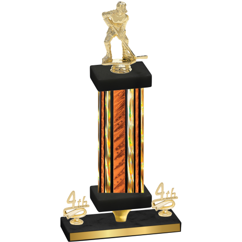 Premium Single Orange Glacier Fourth Place Hockey Trophy