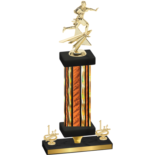 Premium Single Orange Glacier First Place Flag Football Trophy