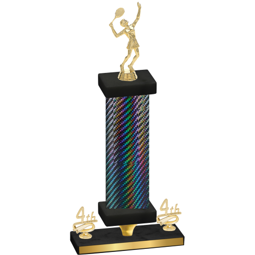 Premium Single Black Carbon Fiber Fourth Place Tennis Trophy