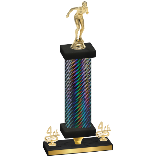 Premium Single Black Carbon Fiber Fourth Place Tennis Trophy