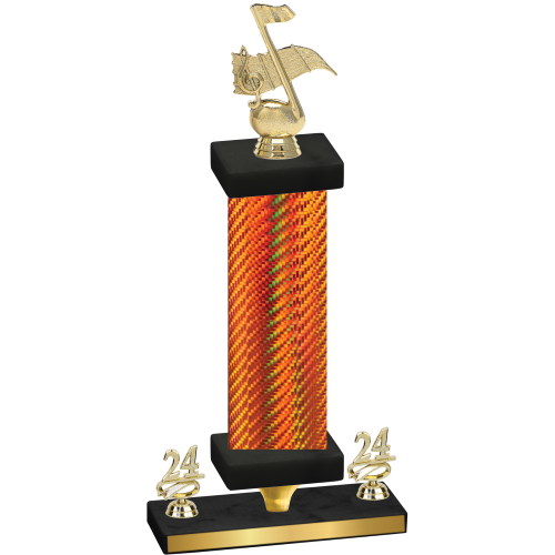 Premium Single Orange Carbon Fiber Year Music Trophy