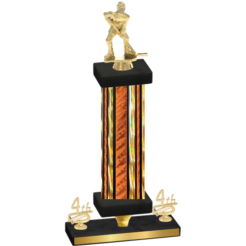 Premium Single Orange Glacier Fourth Place Hockey Trophy