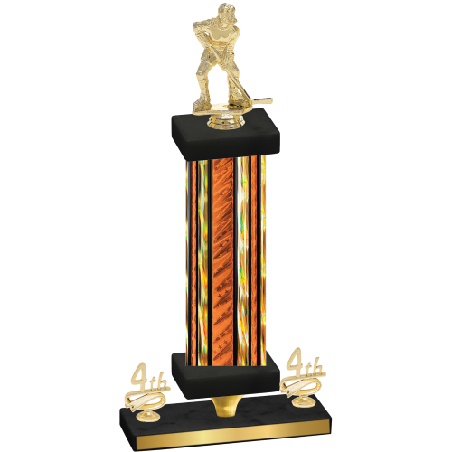 Premium Single Orange Glacier Fourth Place Hockey Trophy