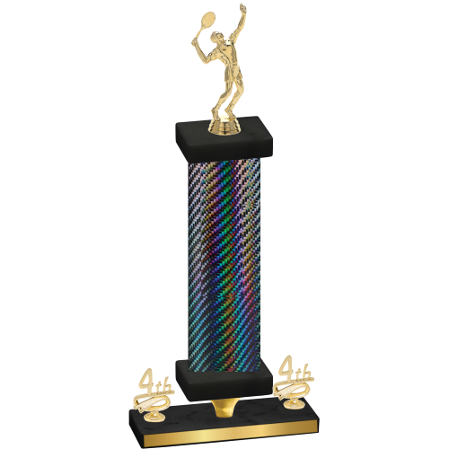 Premium Single Black Carbon Fiber Fourth Place Tennis Trophy