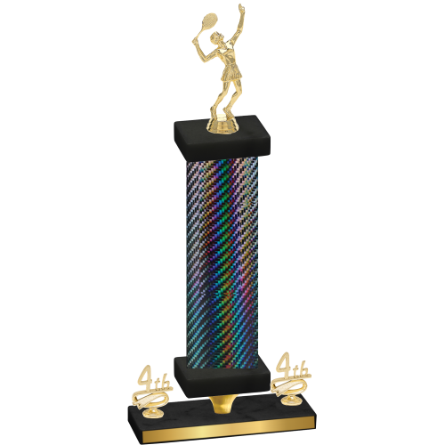 Premium Single Black Carbon Fiber Fourth Place Tennis Trophy