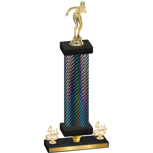 Premium Single Black Carbon Fiber Fourth Place Tennis Trophy