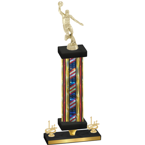 Premium Single Flag USA First Place Basketball Trophy