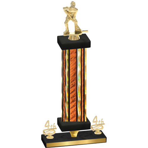 Premium Single Orange Glacier Fourth Place Hockey Trophy