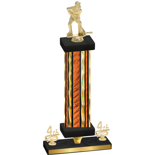 Premium Single Orange Glacier Fourth Place Hockey Trophy