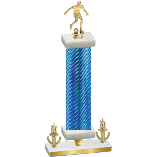 Premium Single Blue Carbon Fiber Victory Soccer Trophy
