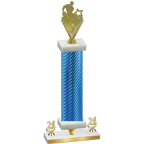 Premium Single Blue Carbon Fiber Year Rugby Trophy