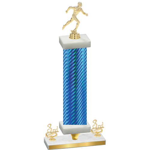 Premium Single Blue Carbon Fiber Third Place Running Trophy