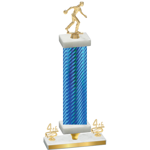 Premium Single Blue Carbon Fiber Fourth Place Bowling Trophy
